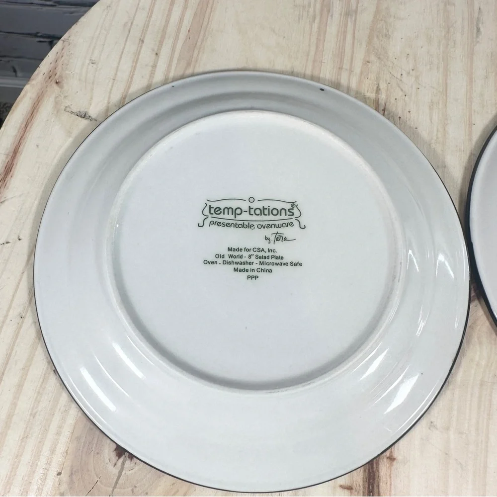Temp-tations Old World Black Salad Plates 8